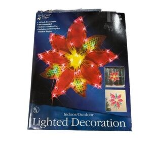 Holiday Time Lighted Poinsettia Indoor/Outdoor 18” Christmas Decoration in Box
